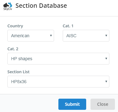 section database popup to pick a database section section database popup to pick a database section