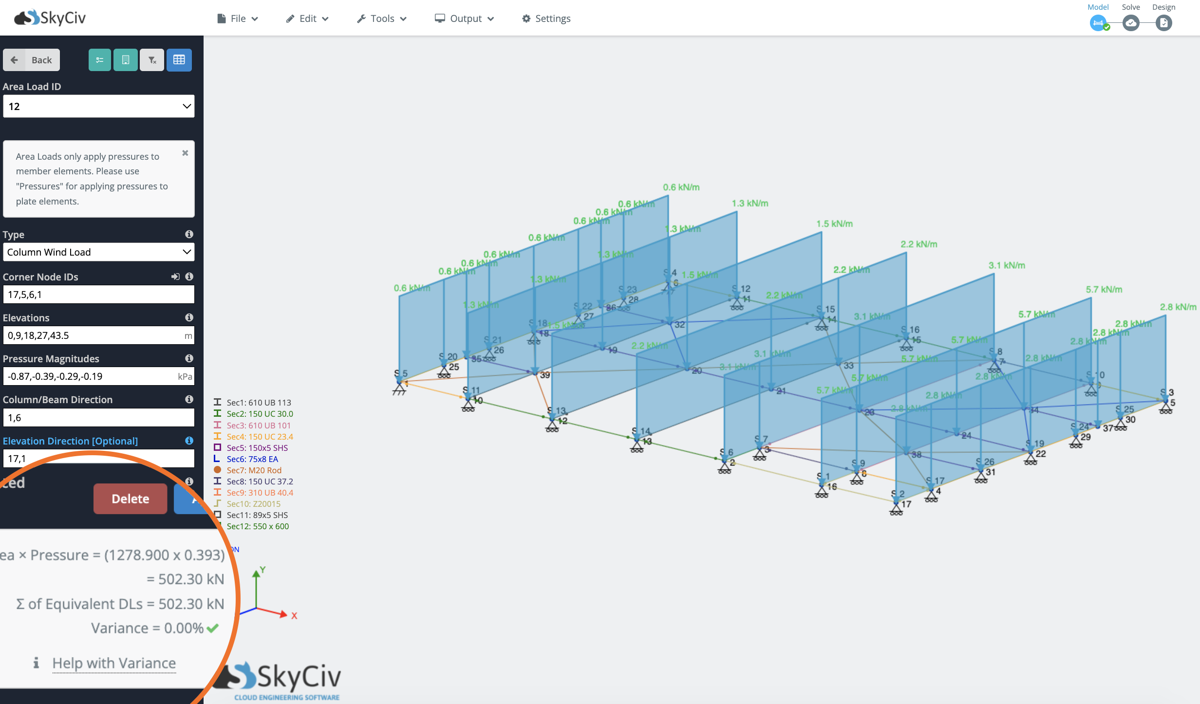 area-load-variance-check-in-skyciv