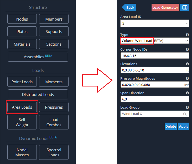area loads 8