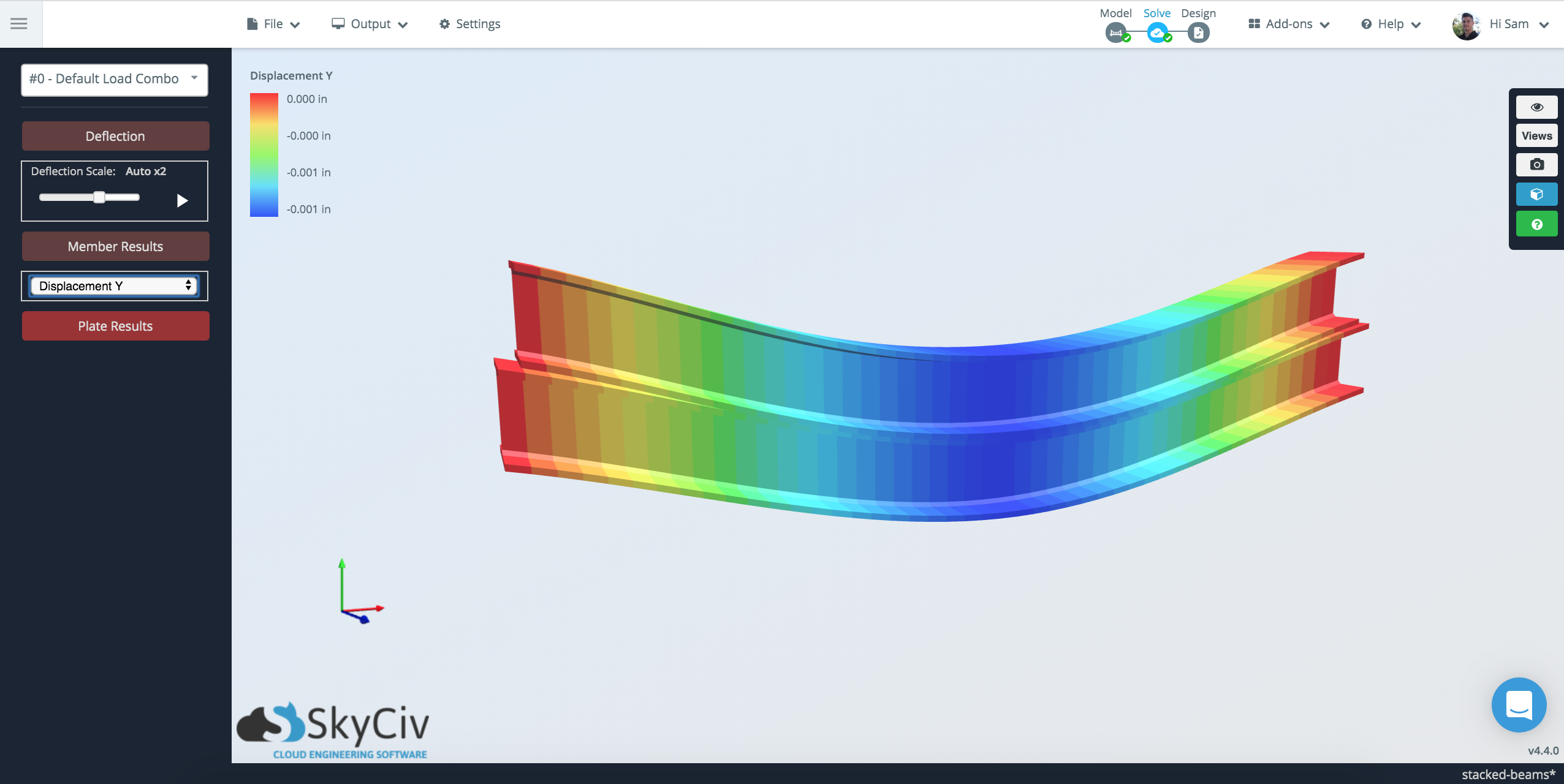 stacking beam elements results in structural analysis
