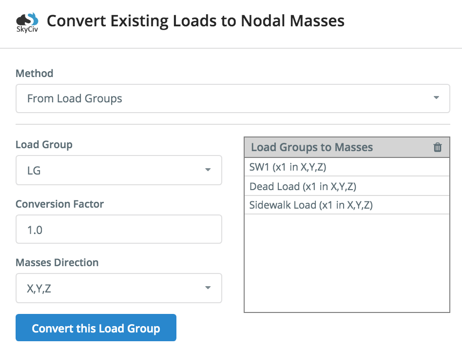 modal masses in skyciv structural 3d analysis software