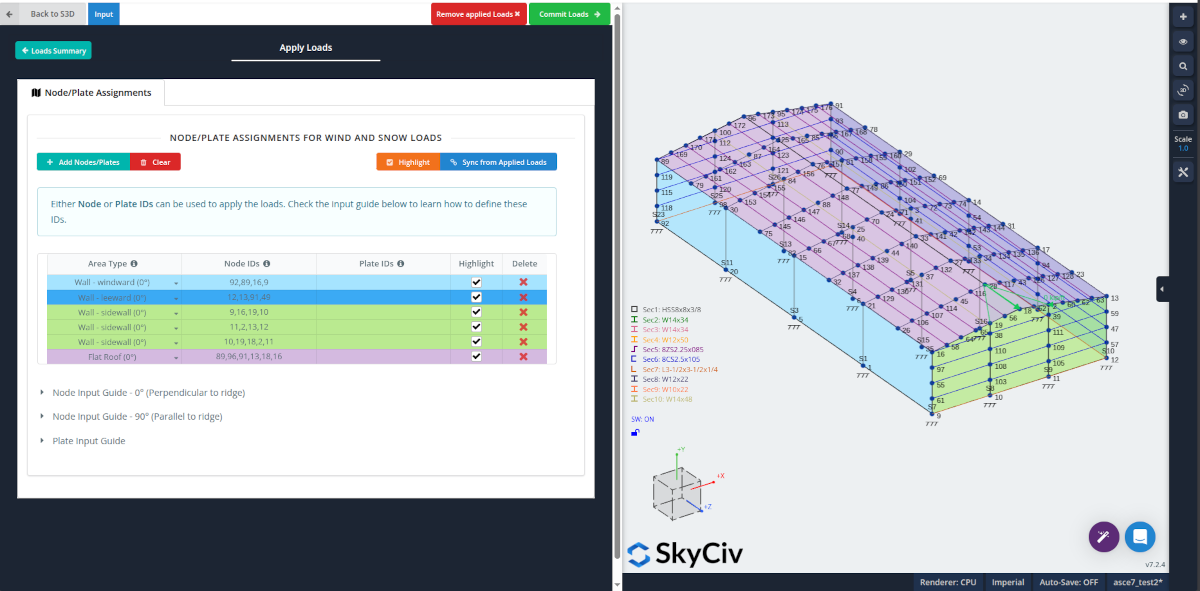 Node area assignments for S3D models using Load Generator
