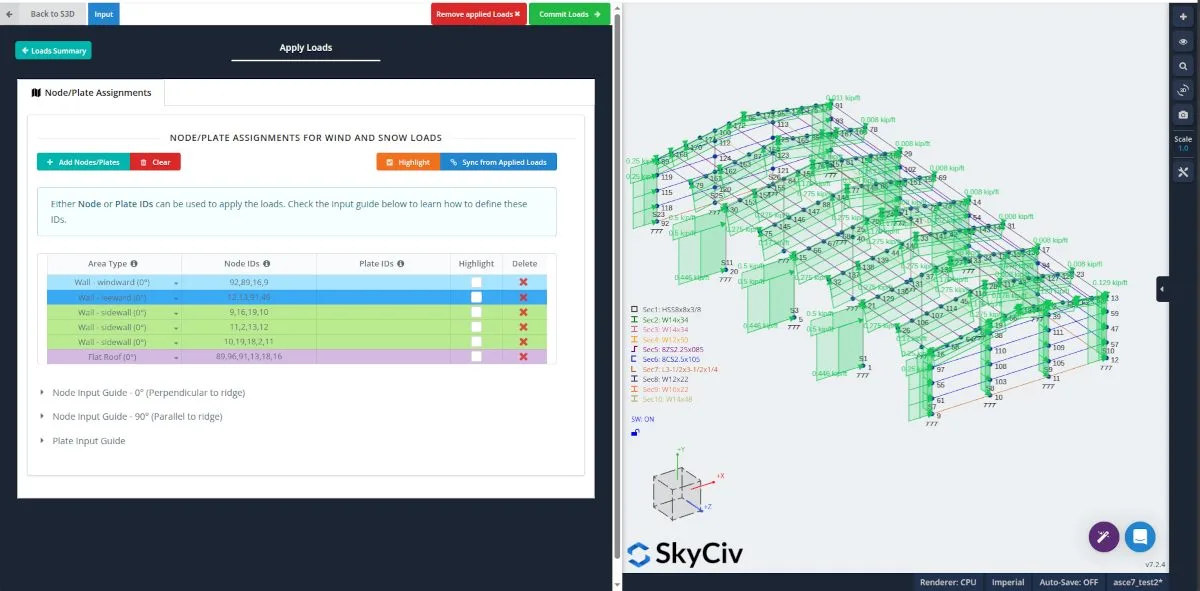 Applied loads in S3D models using Load Generator