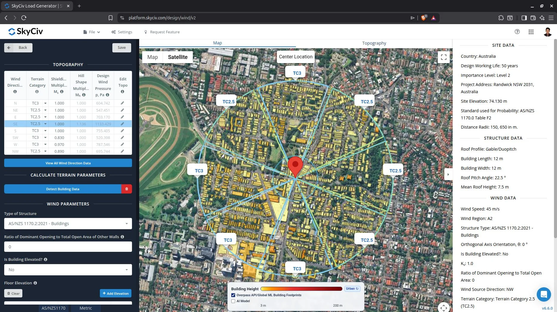 Wind Data for all Directions with automatic terrain detection