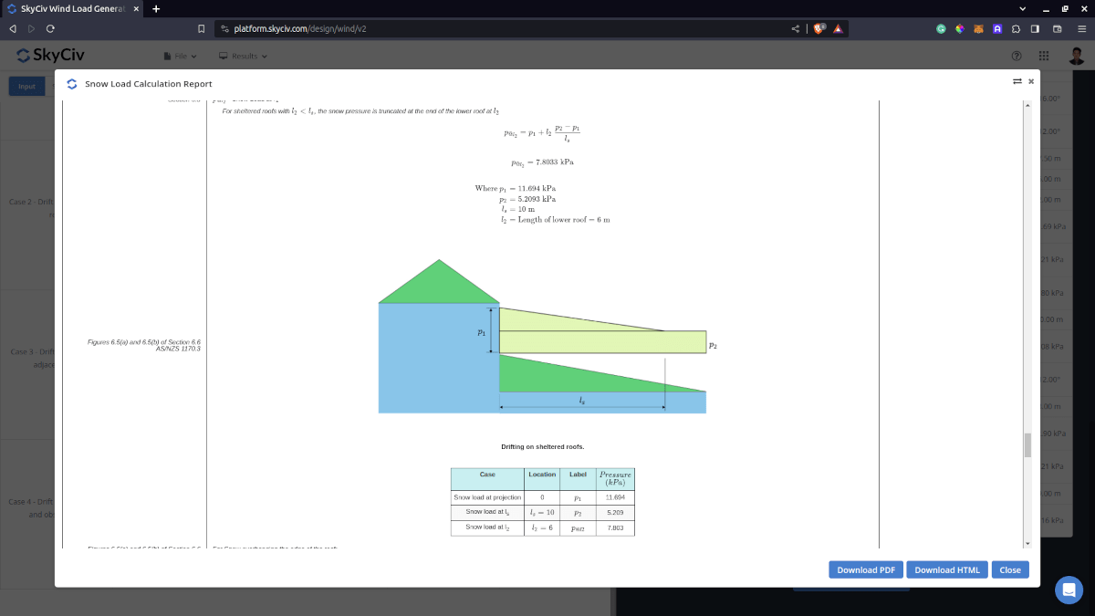 Detailed snow load calculation report