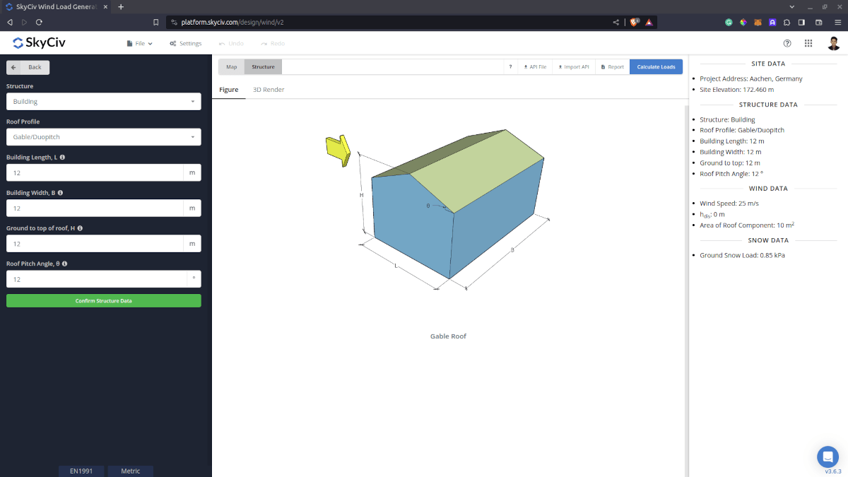SkyCiv Load Generator structure data input