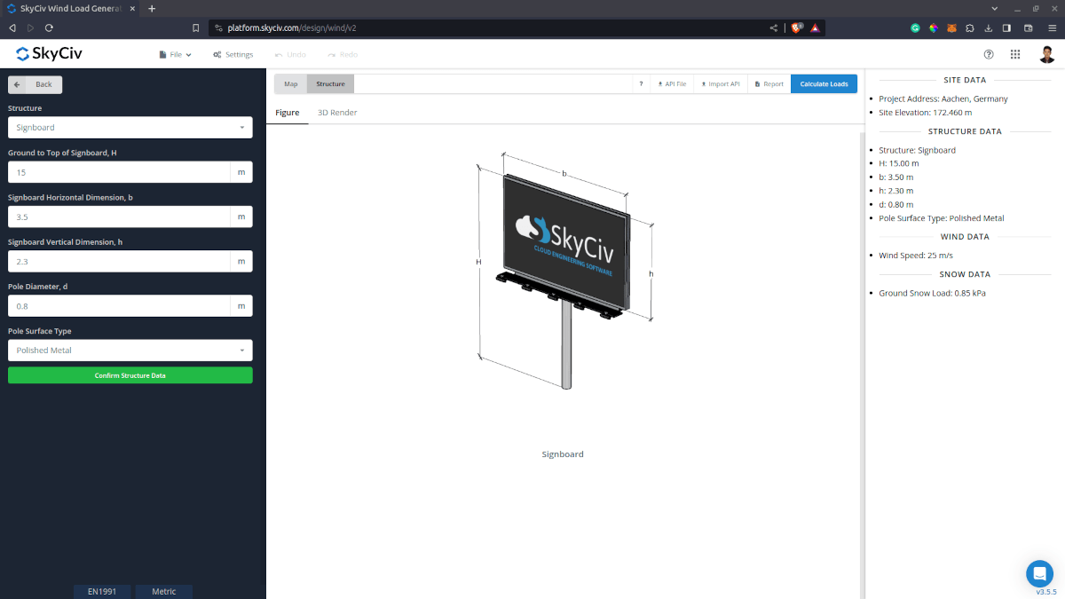 Signboard Structure input data