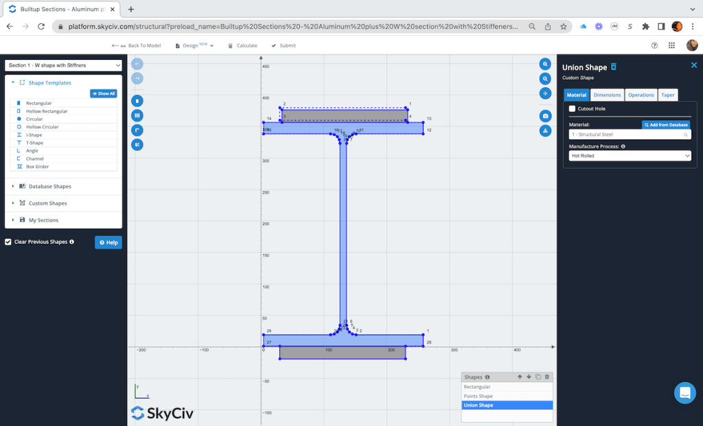 Integrated Section Builder Beam software