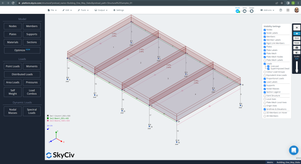 AS3600 One way slab design model