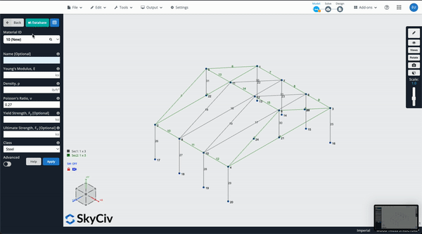 Material selection – timber design Cloud structural analysis software, 3d structural analysis
