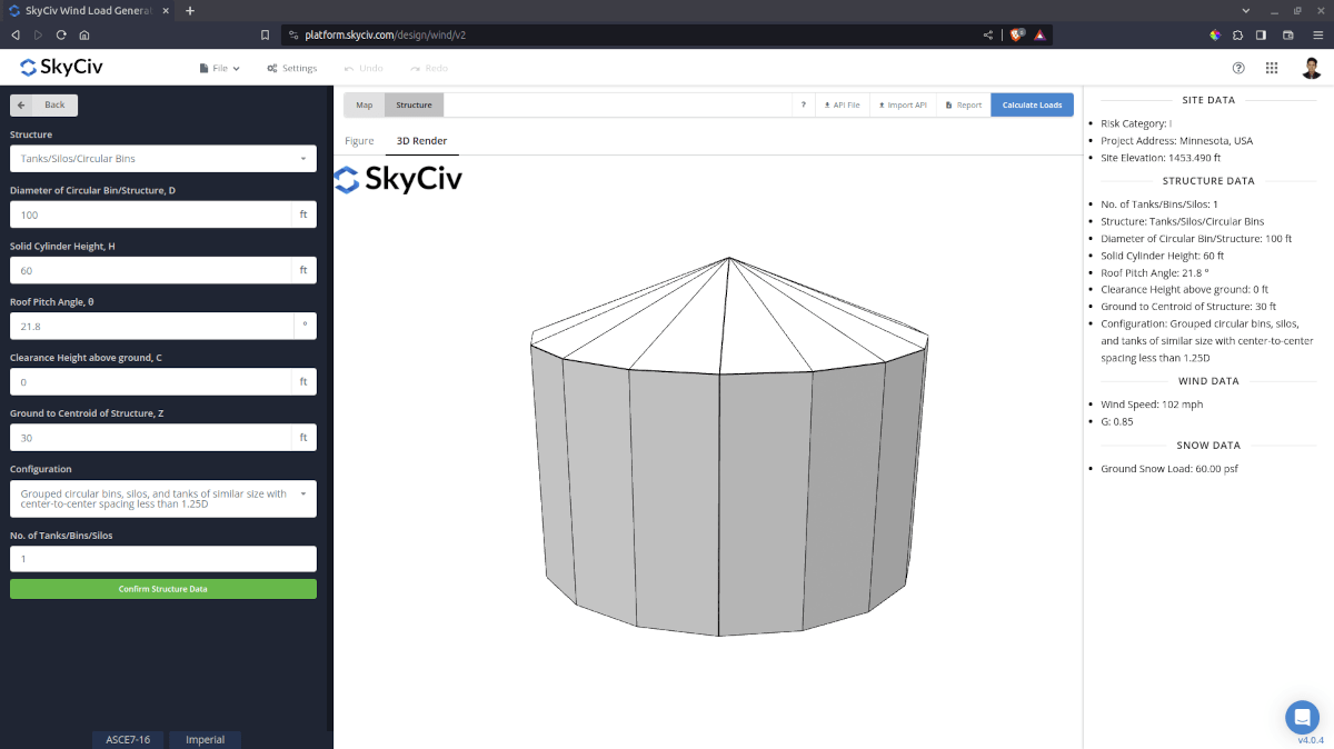 wind load calculations for circular bins, silos, tanks