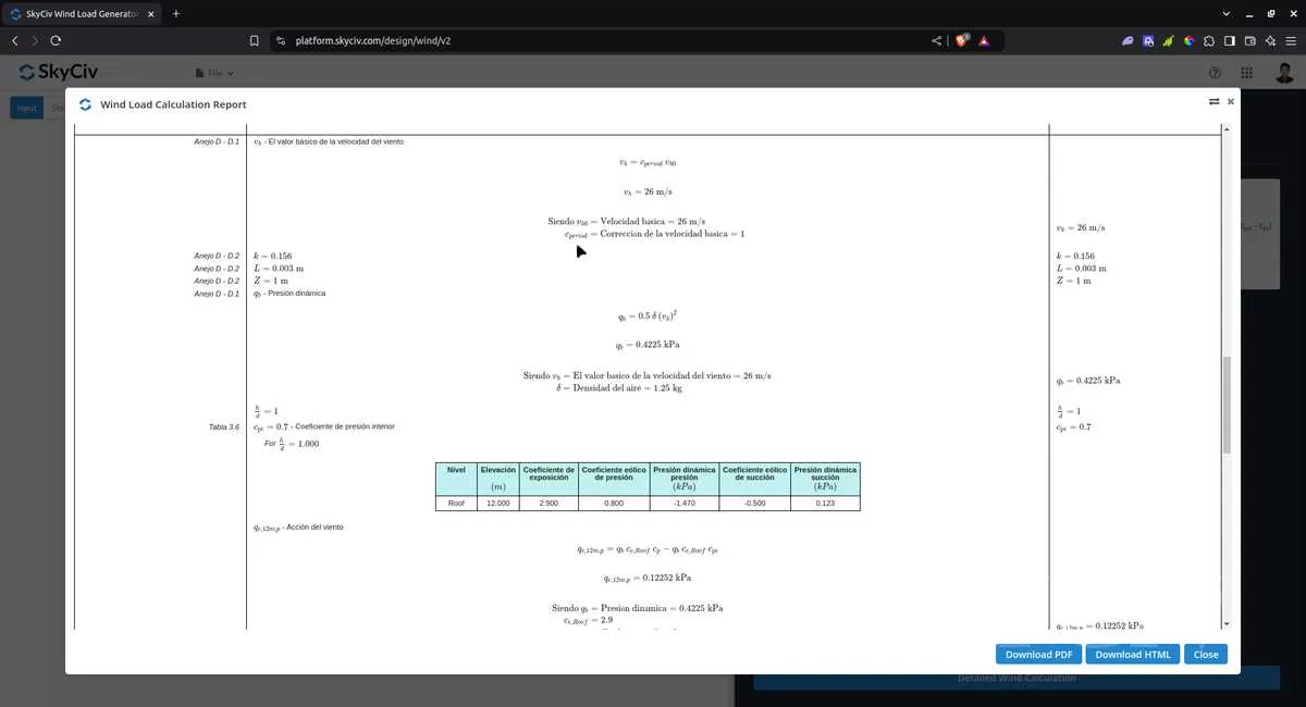 Detailed wind load report for CTE DB SE