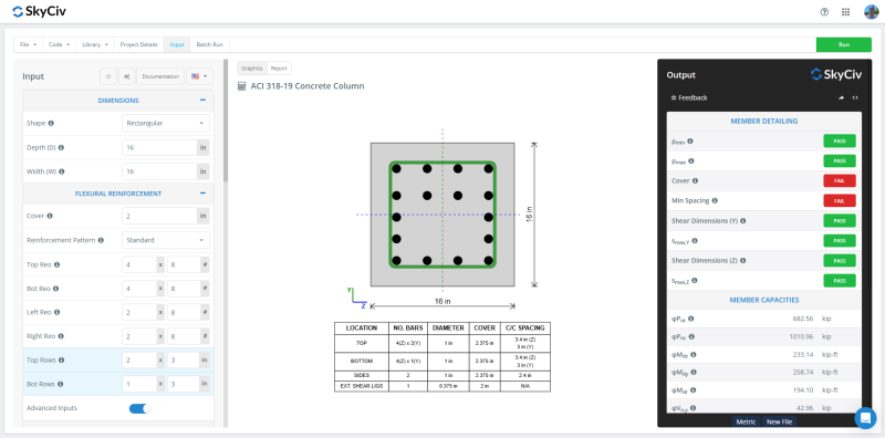 ACI 318-19 Concrete Column Calculator
